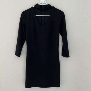 Mini black V-neck dress